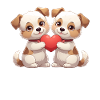 Deux chiots avec du cœur