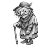 Old Wanderer with Staff | Grandma's rags