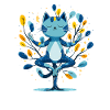 Blauer Meditationskater im Baum