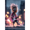 Neon Dread Guitarist with Pink Guitar