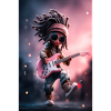Dreadlock Rock Doll with Pink Guitar