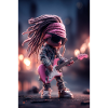 Dreadlock Doll Rocker on Pink Guitar
