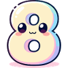 Number 8 Kawaii Rainbow