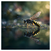 Wasp with Reflection Elegant Macro Photography