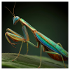 Iridescent Mantis in Macro Style