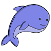 Süßer blauer Fisch-Kawaii-Delfin- oder Schweinswal-Cartoon