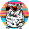 Sunglasses hamster in retro rainbow