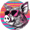 Retro pig with sunglasses