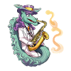 Dragon saxophonist in tuxedo
