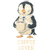 Coffee lover penguin with cup