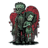 zombie, couple, cartoon, love, emo, valentine