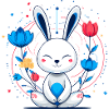 Kawaii Hase im Blütenkreis