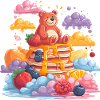 Cuddly bear on pancakes