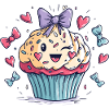 Kawaii Cupcake Heart Bow