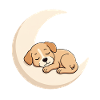 Moon cuddly dog in sleep