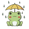 Süßer Frosch im Regen – Kawaii-Tier