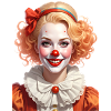 Illustration einer Frau verkleidet als Clown