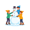 Happy children building a snowman