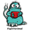 Kaffee-Monster im Comic-Stil