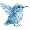 Geometric Blue Humming Bird