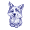 Blauviolette Fuchs-Skizze