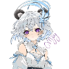 Blauweißes Anime-Mädchen mit Blüten