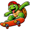 Skateboarding Turtle Mascot Cartoon