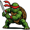 Ninja-Krieger-Schildkröte mit Katana-Schwert