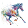 Cheval aquarelle vif