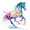 Cheval aquarelle arc-en-ciel