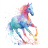 Cheval aquarelle arc-en-ciel