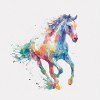 Explosion aquarelle du cheval arc-en-ciel