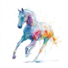 Cheval aquarelle arc-en-ciel en mouvement