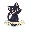 Dreamy Black Cat Kawaii