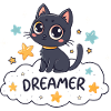 Starry dreamy cat on cloud