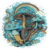 Blue Mushroom Wonder Forest