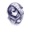 Blaue Hülle: Gesichtslose Figur