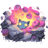 Katzenkristall Donut-Grotte im Neonlicht