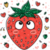 Fraise Kawaii aux yeux curieux