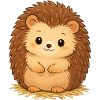 Cuddly hedgehog on hay