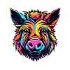 Neon wild boar