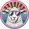 Sun sheep with retro sunglasses