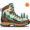 Hiking boots landscape motif