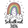 Schulkind 2026 Einschulung Mädchen Regenbogen