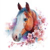 Aquarellpferd zwischen Blüten