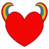 Rotes Herz mit Regenbogenhörnern