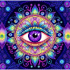 Auge im farbigen Mandala