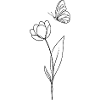 Flower with butterfly - black and white