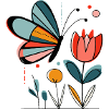Spring motif butterfly with flowers