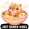 Capybara with ramen vibes